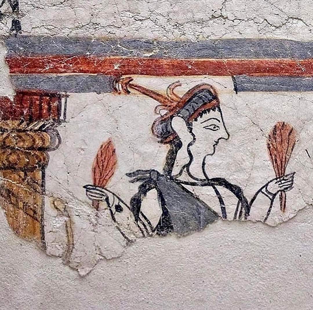 <p><strong><u>Date</u></strong> : 13th century BC </p><p></p><p><strong><u>Location</u></strong> : Mycenae </p><p></p><p><strong><u>details</u></strong> : </p><ul><li><p>we believe it’s a goddess/priestess because of her hat </p></li></ul><p></p><p><strong><u>Material</u></strong> : plaster + paint </p><p></p><p><strong><u>Significance</u></strong> : </p><ul><li><p>Evidence of clothing </p></li><li><p>Evidence of religion </p></li></ul><p></p>