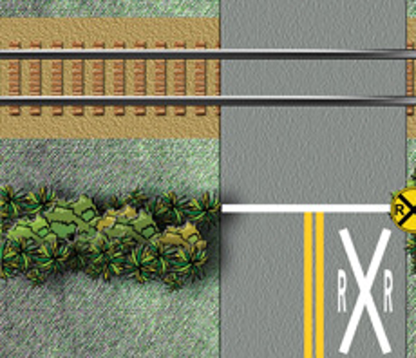 <p>Railroad crossing ahead</p>