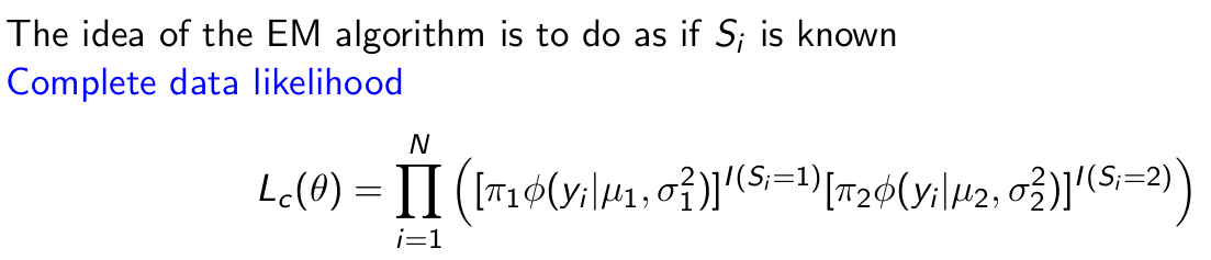 <p>Give the log complete data likelihood.</p>