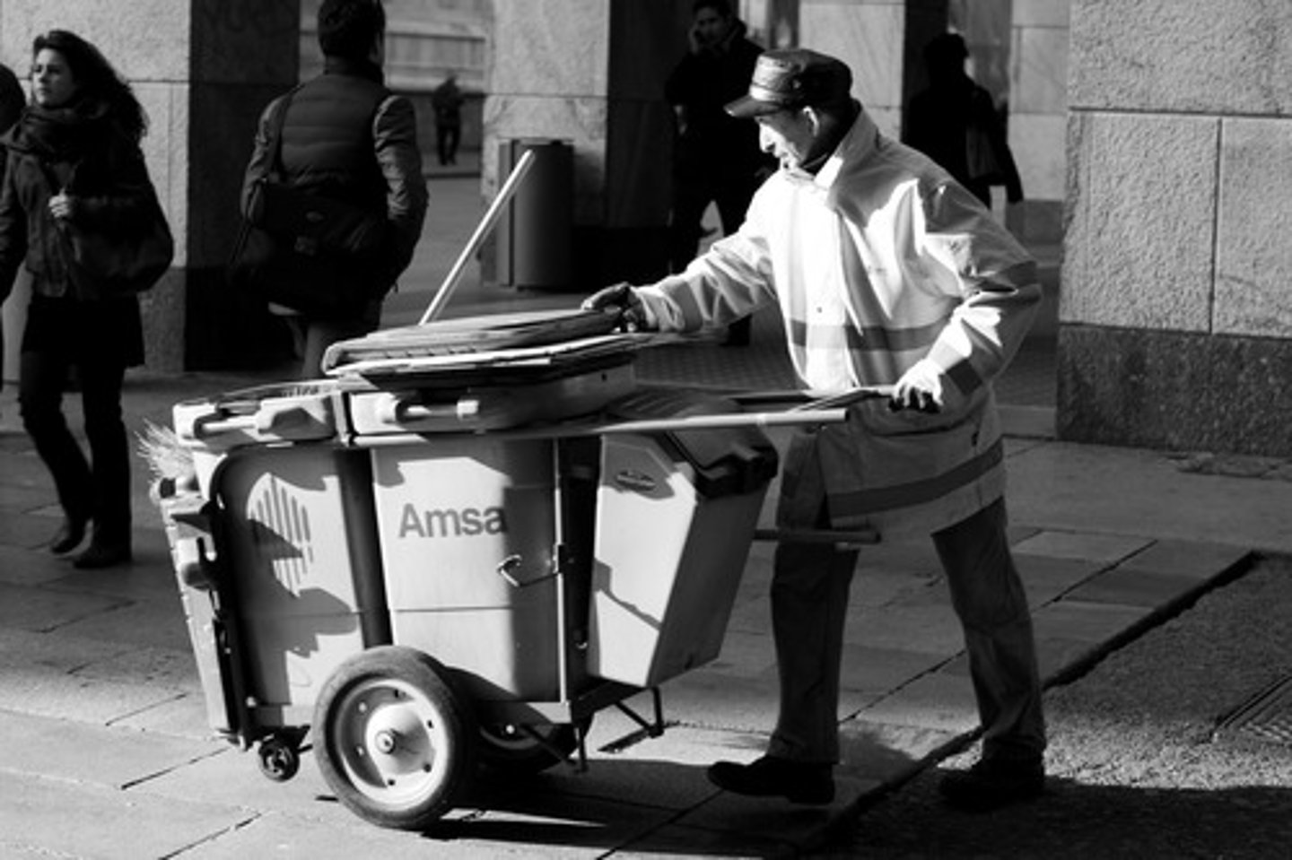 <p>garbage collector, street sweeper</p>