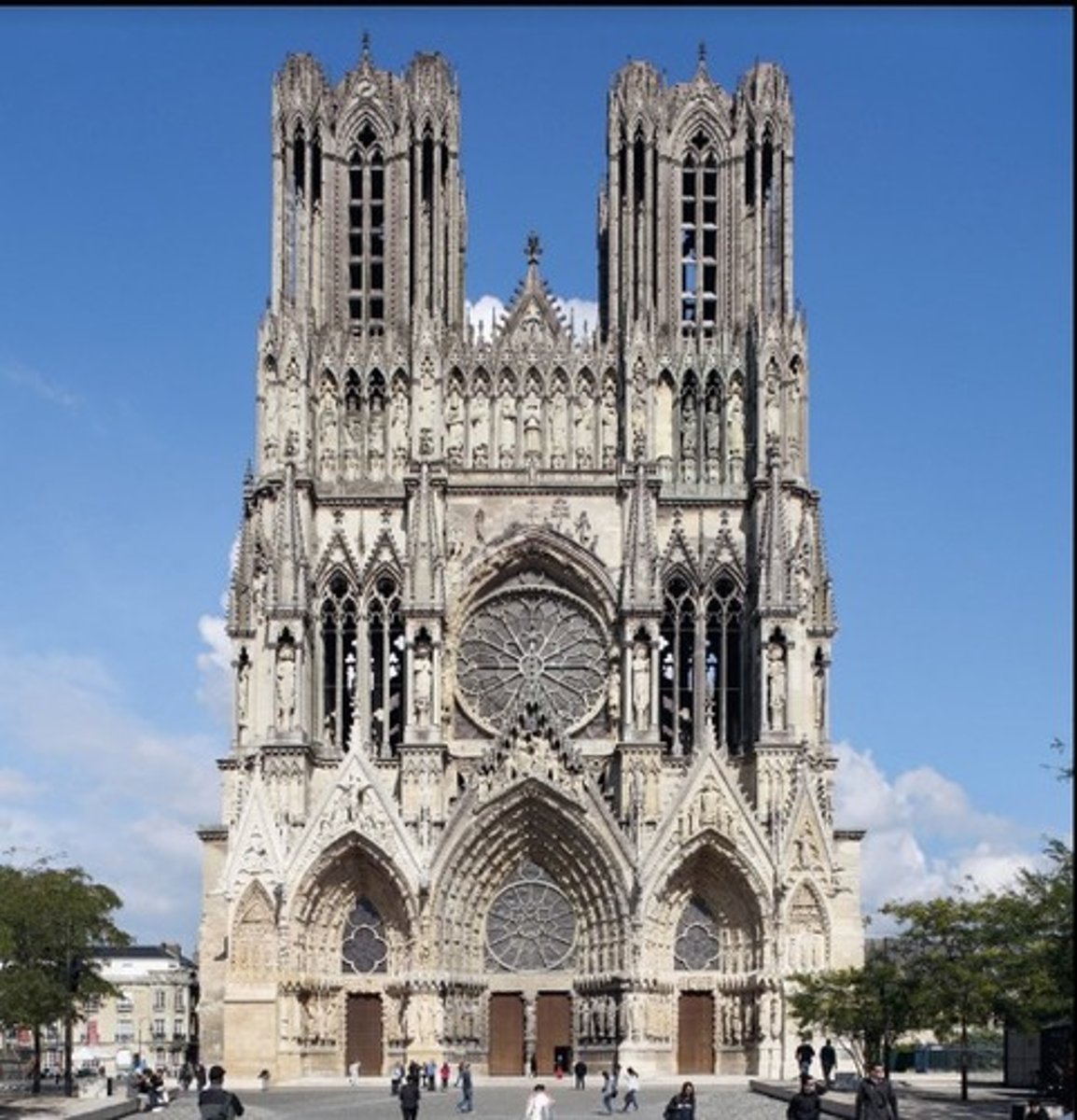 <p>The face or front of any building. In ecclesiastical architecture the term is generally used to designate the west front</p>