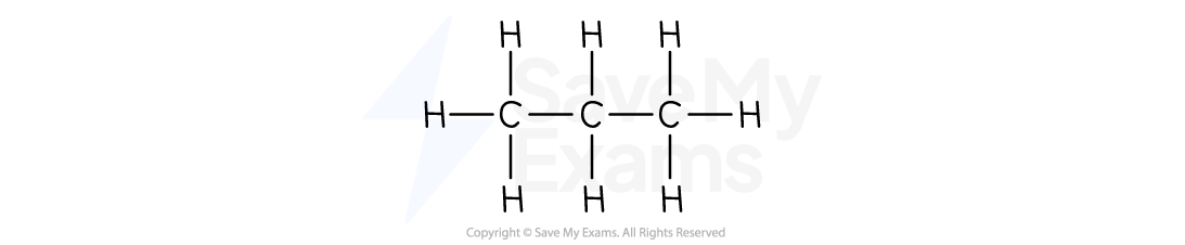 <p>Molecular formula: C3H8</p><p>Structural formula: CH3 CH2 CH3</p>