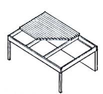 <p><strong>larger beams</strong> spaced further apart and spanned with structural planking or decking</p>
