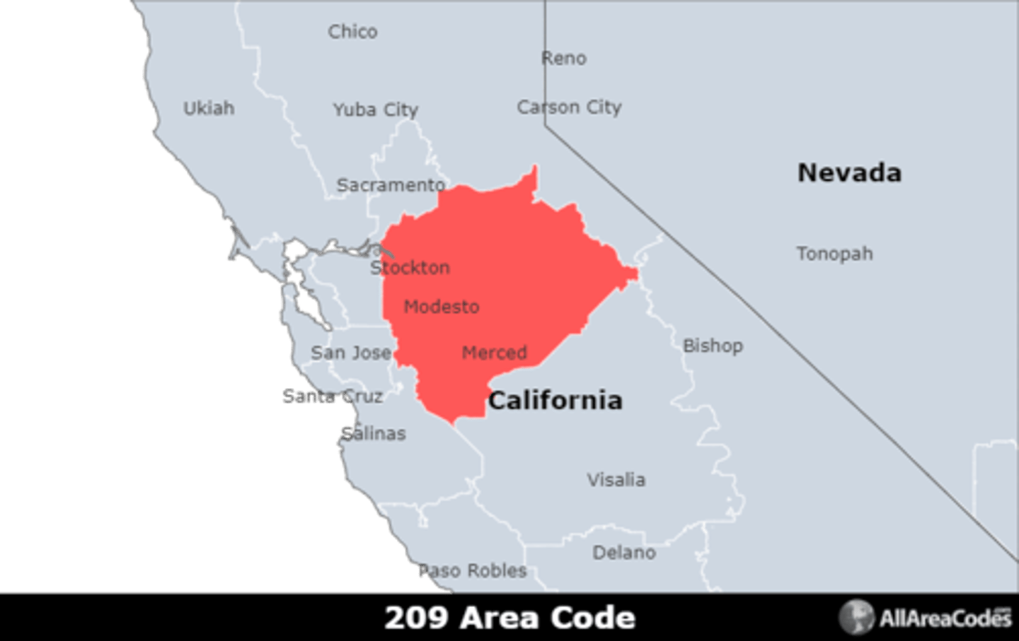 <p>Area code 209 is located in California and covers Stockton, Modesto, Tracy, Merced, and Turlock. It is the only area code that serves the area.</p>