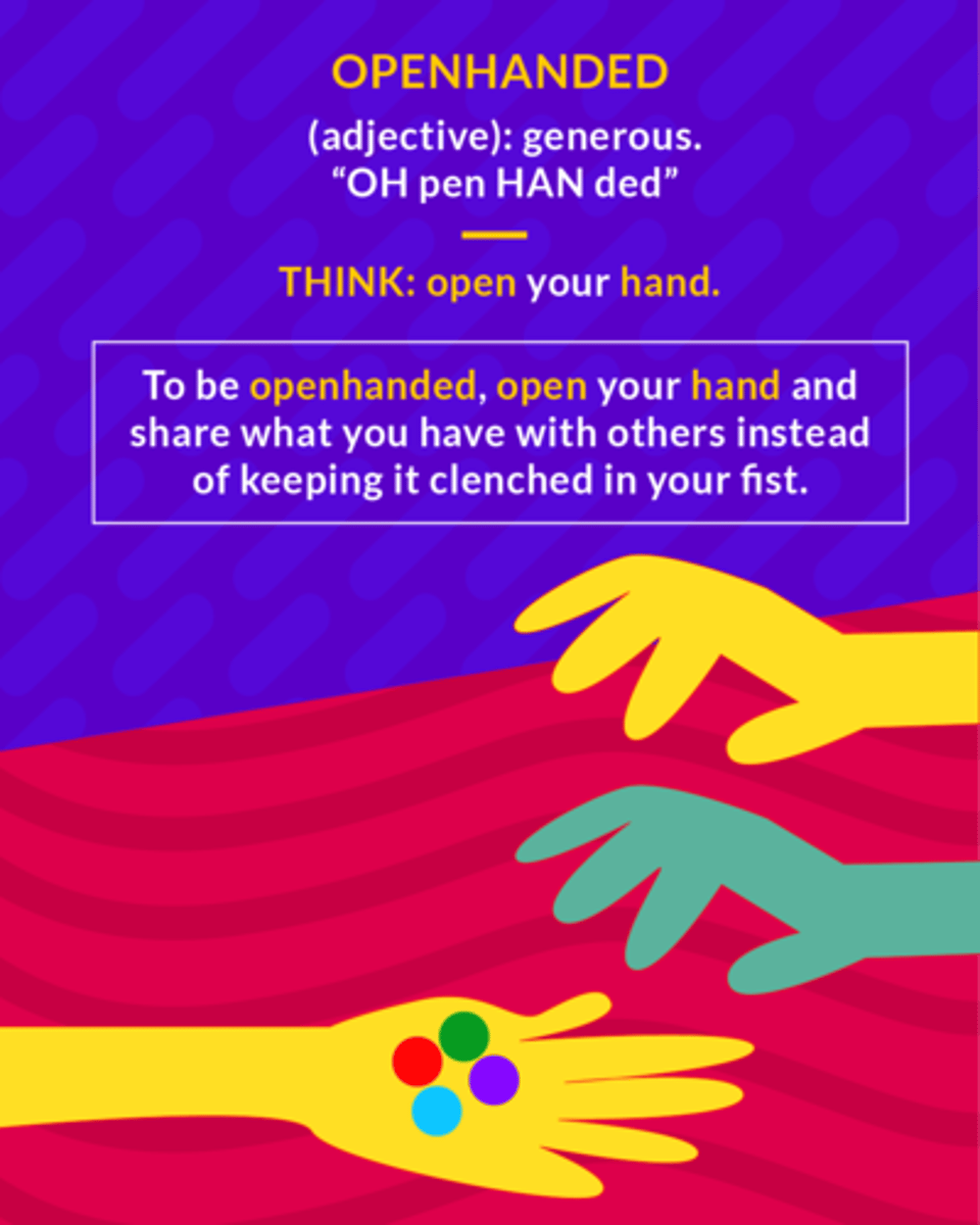 <p>(adj.) generous</p>