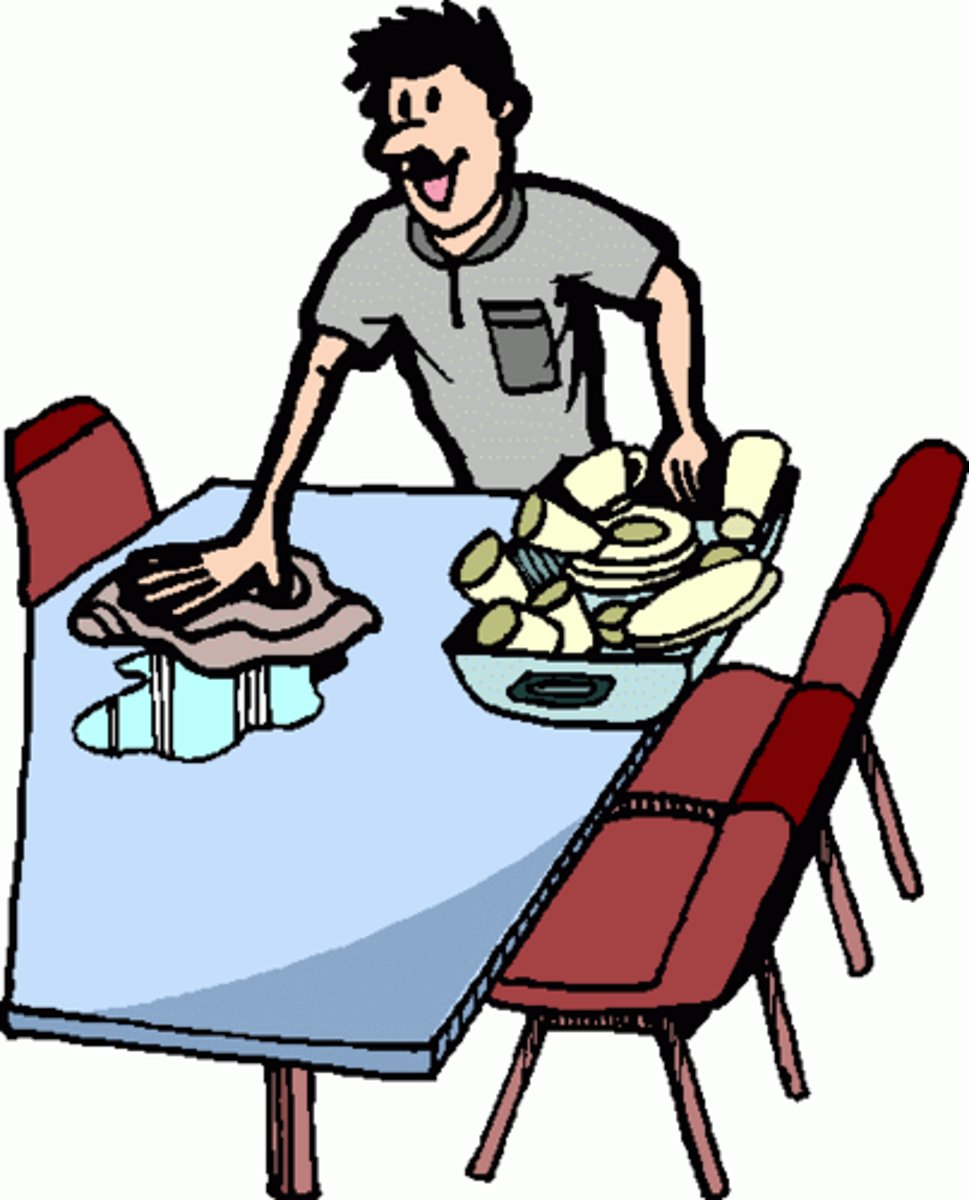 <p>I clear the table</p>