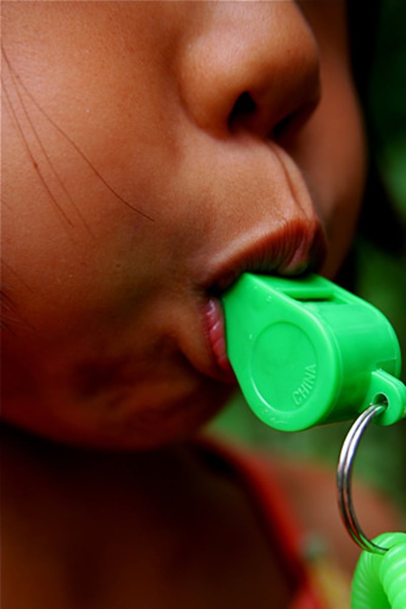 <p>the act of an employee exposing an employer's wrongdoing to outsiders, such as the media or government regulatory agencies</p>