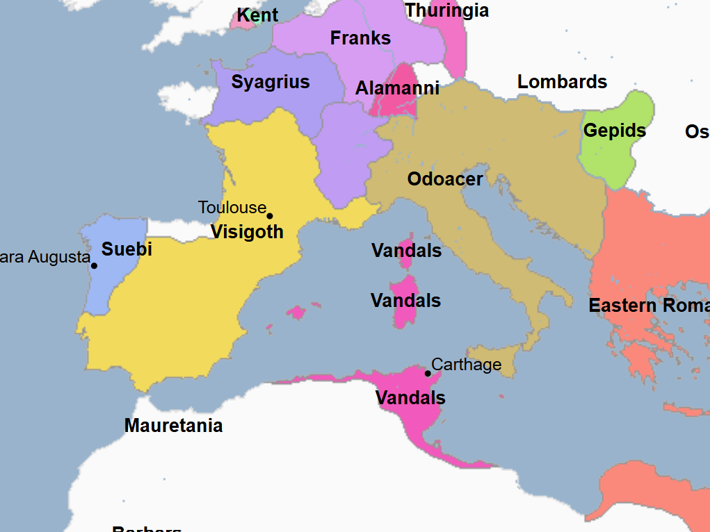 <ul><li><p>2nd King of the Vandals</p></li><li><p>He was an Arian Christian</p></li><li><p>He oversaw a violent persecution against (non-Arian) Nicene Christians (Catholics)</p><ul><li><p>Some Nicene Christians were executed for refusing to convert to Arianism </p></li><li><p>Many Nicene bishops were banished to Corsica </p></li><li><p>Influential Nicene Romans were exiled to the Sahara Desert </p></li><li><p>Romans who held office in the administration of the Vandal Kingdom were expected to convert to Arianism </p></li><li><p>Targeted and persecuted the Nicene clergy </p></li><li><p>Exiled many Christian bishops to Sardinia in an attempt to break the powerful hold the clergy had on the people the Vandals ruled over </p></li><li><p>Prohibited conversion to Nicene Christianity </p></li></ul></li><li><p>He adopted a policy of weakening the Roman senatorial class in which he oversaw the confiscation of large tracts of Roman land </p></li><li><p><span>Despite his oppressive anti-Roman / anti-Christian reign, he absorbed Roman culture as much as other barbarian successor state rulers / kings </span></p><ul><li><p>The population continued to live under Roman law and the existing administration was largely still maintained by Romans, to the profit of the Vandals</p></li></ul></li></ul><p></p>