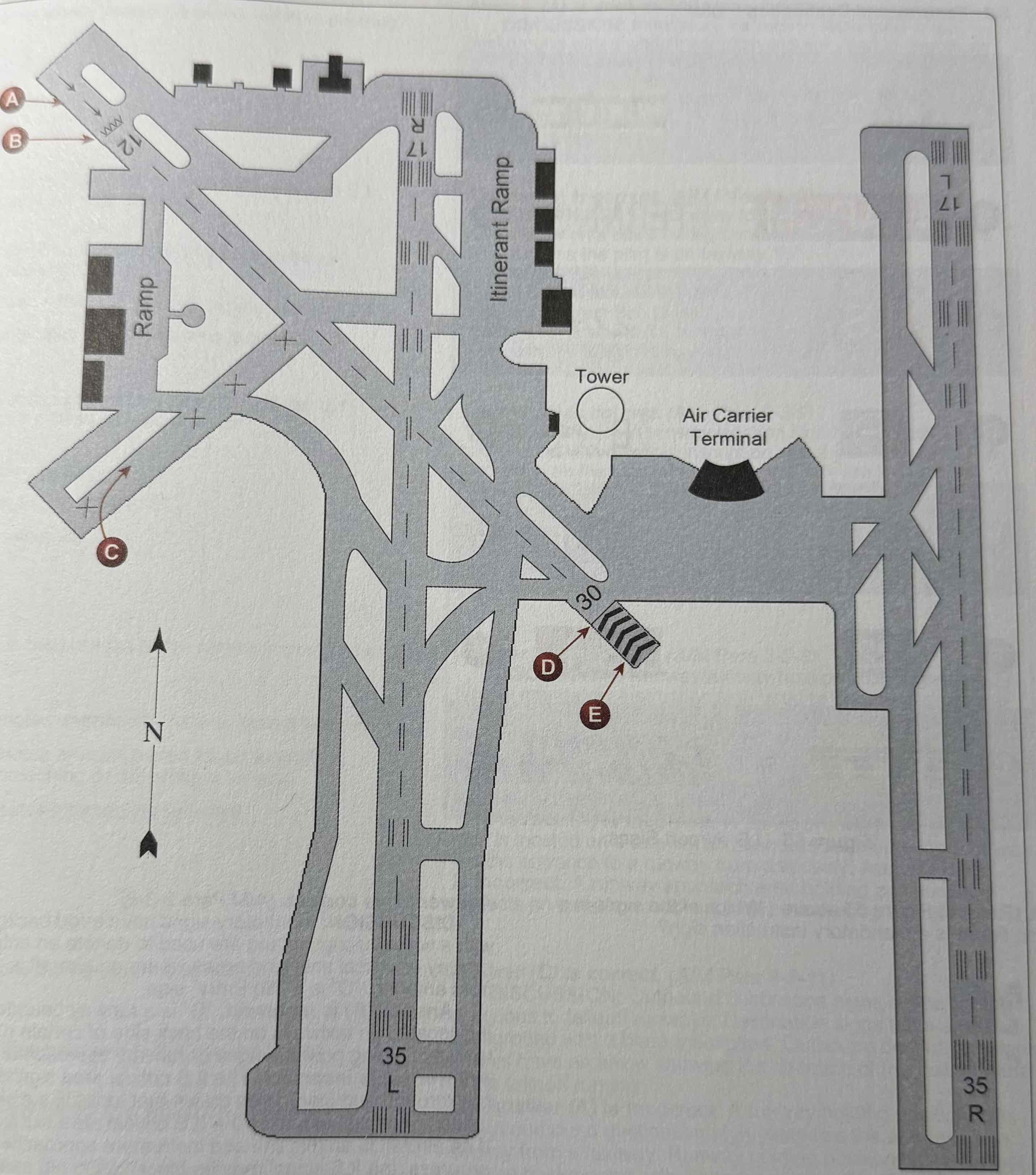 <p>(Refer to figure 48) Area C on the airport depicted is classified as a</p>