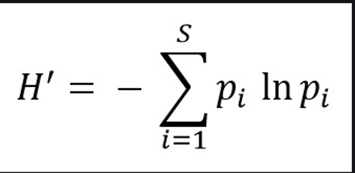 <p>Shannon-Weiner Index- combine richness &amp; evenness</p>