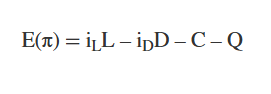 <p>A bank's income statement is given by the equation where iL represents interest earned on bank loans and iD represents interest paid to bank depositors: T/F</p>