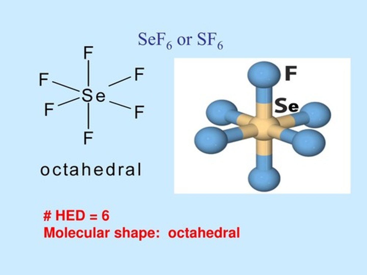<p>AB6</p><p>octahedral</p><p>nonpolar</p>
