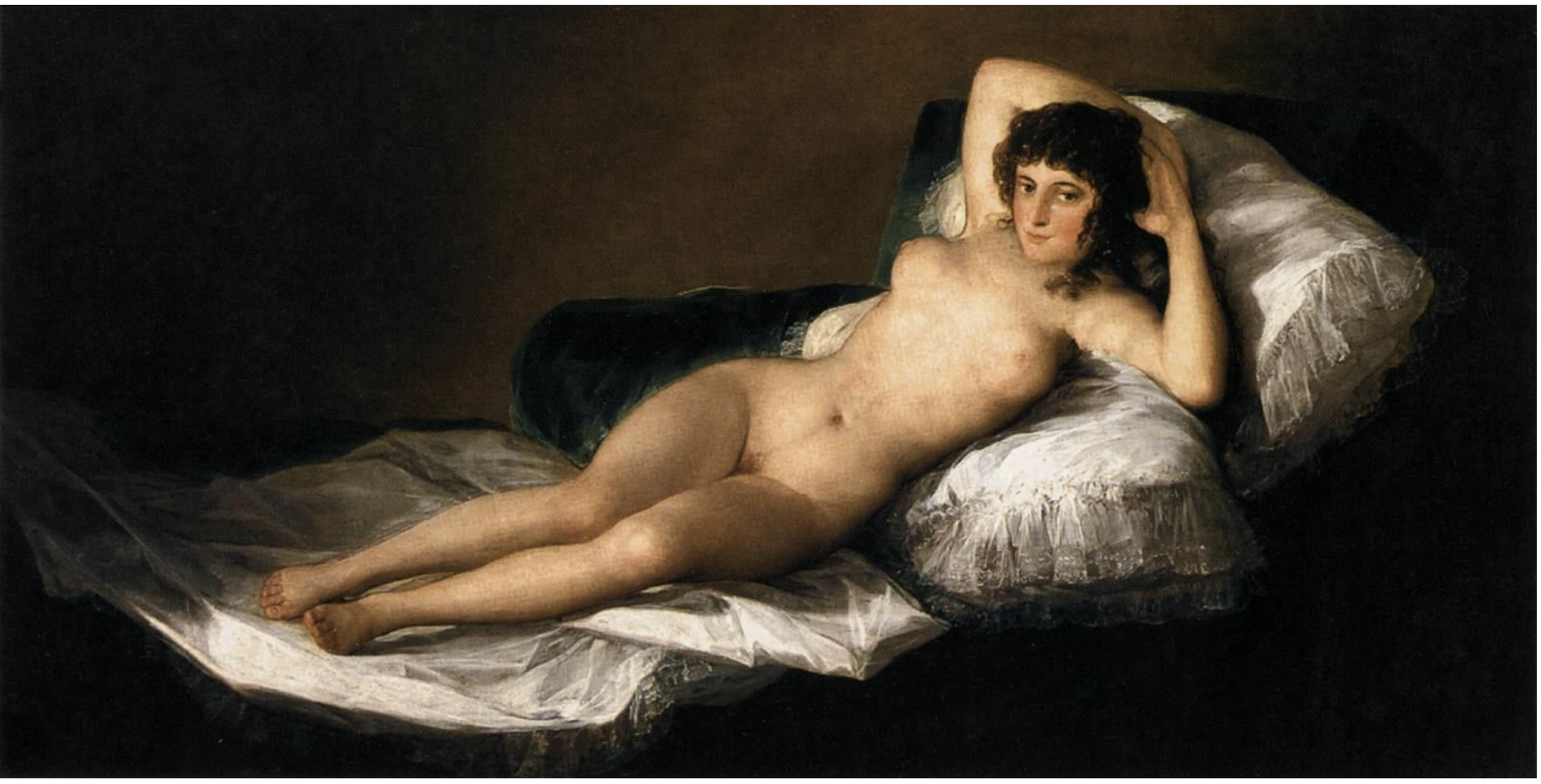 <ul><li><p><span><strong>Key Features</strong>:<br><br></span></p><ul><li><p><span>A controversial painting depicting a woman in the nude, regarded for its boldness at the time.<br><br></span></p></li><li><p><span>A sensual yet detached portrayal of the female form, with no clear narrative.<br><br></span></p></li></ul></li></ul><p><span><strong>Memorable Fact</strong>: This painting was highly controversial and remains one of Goya’s most famous works.<br></span></p>