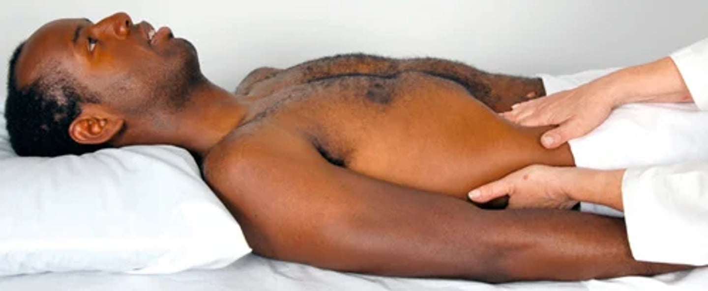 <p>If venous pressure is elevated or you suspect heart failure (Abdominojugular test aka Hepatojugular reflex)</p><p>1) Position the person supine, have them breath quietly with mouth open</p><p>2) Hold your right hand over the midabdomen and watch the level of jugular pulsation as you gradually push in with your hand.</p><p>3) . Exert firm sustained pressure for 10 seconds. This displaces venous blood out of the splanchnic vessels and adds its volume to the venous system.</p><p>4) If the heart is able to pump this additional volume (i.e., if no elevated CVP is present), the jugular veins will rise for a few seconds and then recede back to the previous level.</p><p>5) If heart failure is present, the jugular veins will elevate more than 4 cm and stay elevated as long as you push (a positive test).</p>