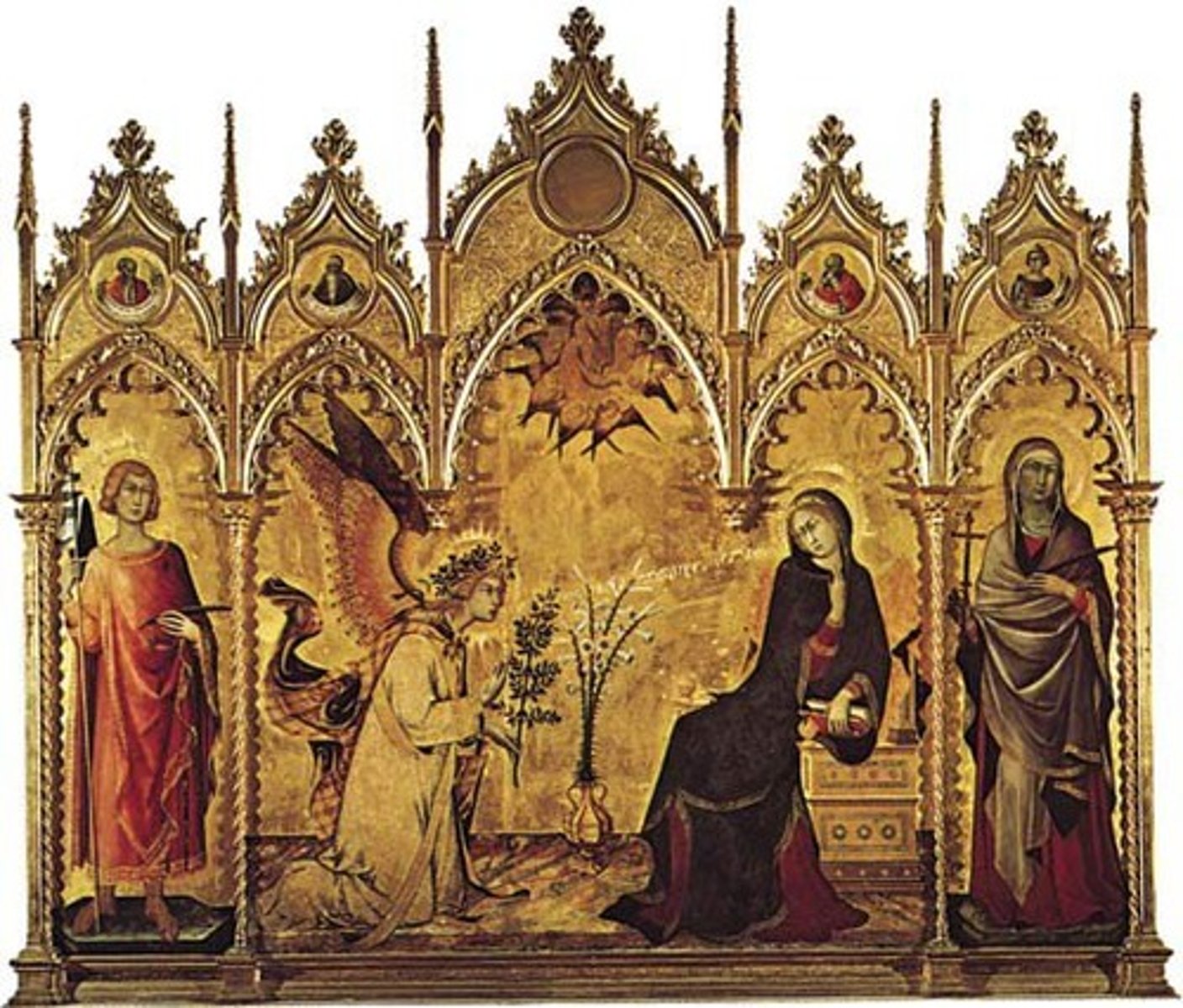 <p>Used International Gothic Style, used less gold, more naturalism (Duccio/Simone Martini)</p>