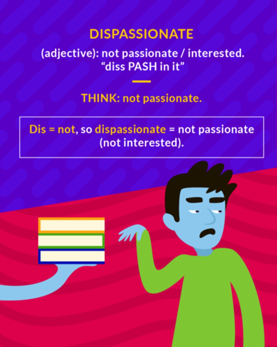 <p>not influenced by strong emotion, and so able to be rational and impartial</p><p>(adj.) not passionate</p>