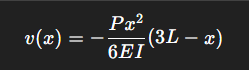 <p>canteliever beams- Point load P at free end </p>
