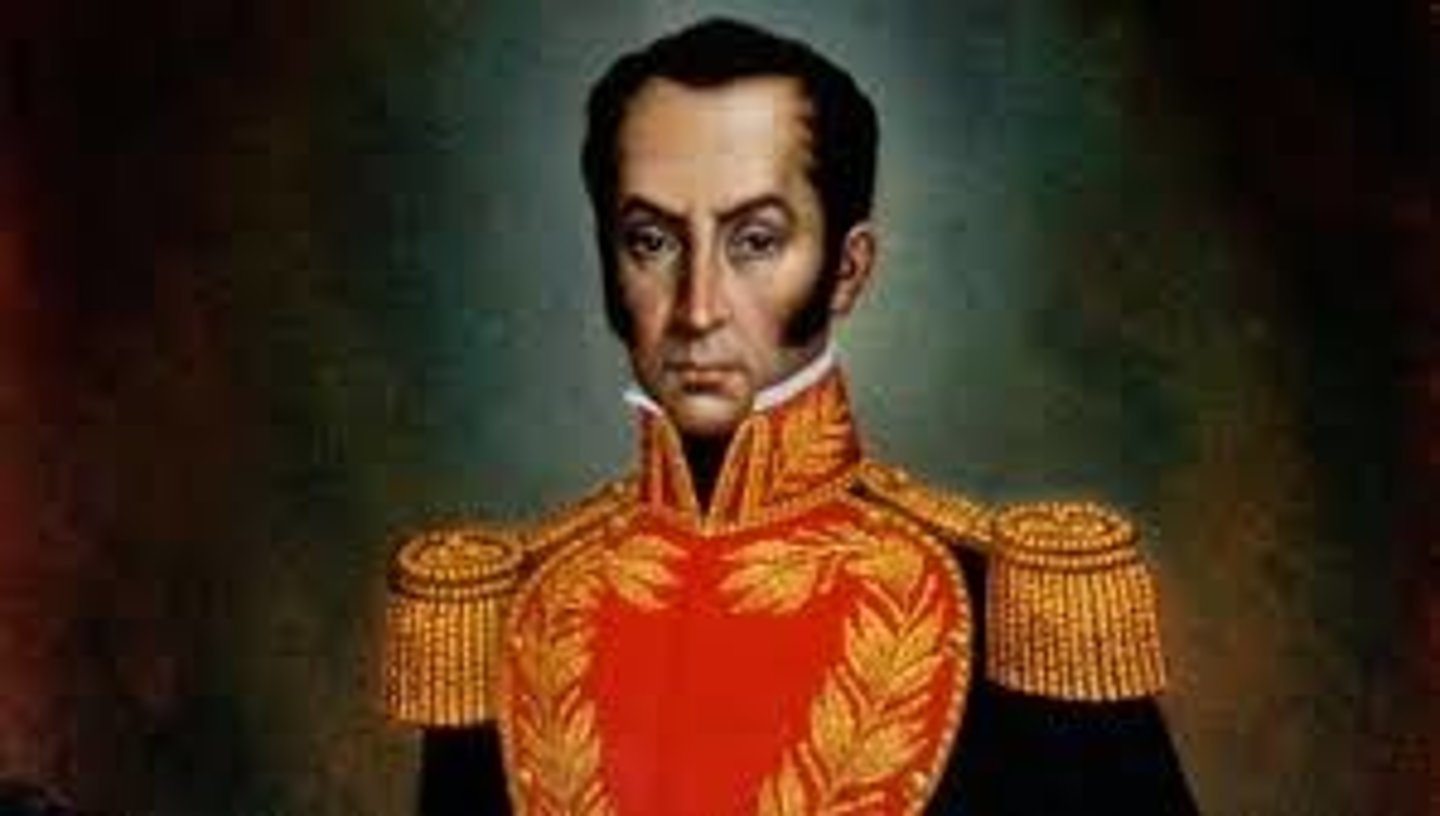 <p>(1783-1830) Latin American revolutionary responsible for the ousting of Spain from much of South America during the 19th century. He is considered to be the most important figure in the fight for Latin American independence.</p>