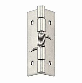 <p>A hinge containing one or more springs, when a door is opened, the hinge returns to its closed position automatically; may act in one direction only, or in both directions (as on a swinging door).</p>