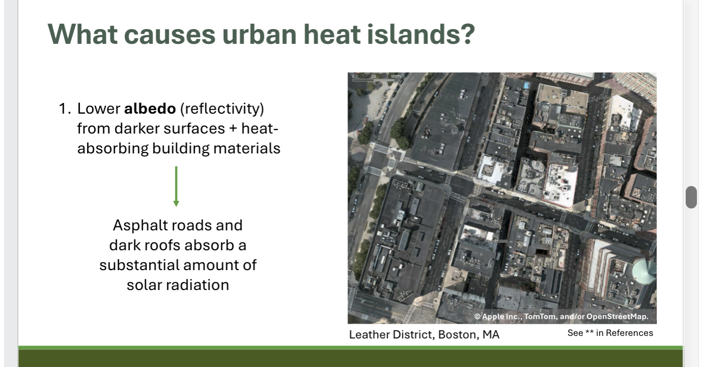 <p>Explain what the urban heat island effect is and the characteristics that cause it </p>