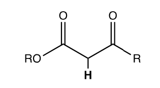 <p>Proton between a COOH and a ketone</p>