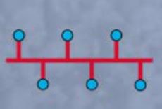 each computer connects to a common cable