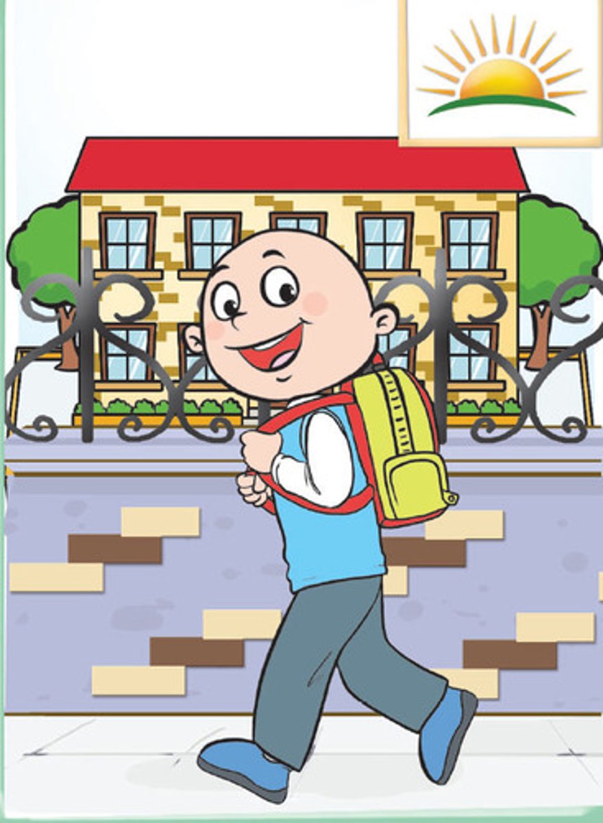 <p>maktab binosiga bormoq</p>