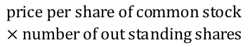 <p>An estimate of the organization s worth according to the stock market </p>