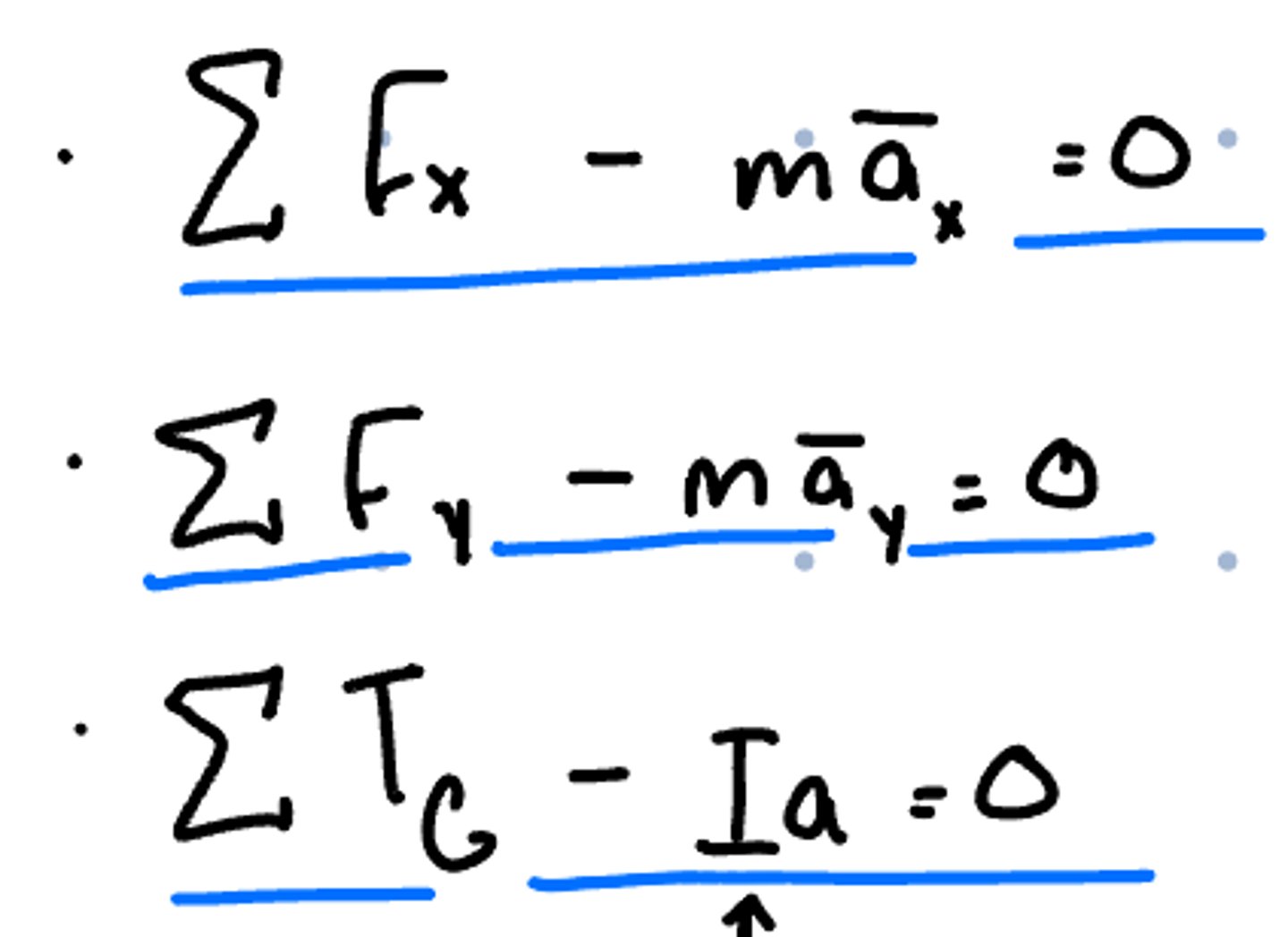 <p>concept indicating a balance between applied forces and inertial forces for a body in motion</p>