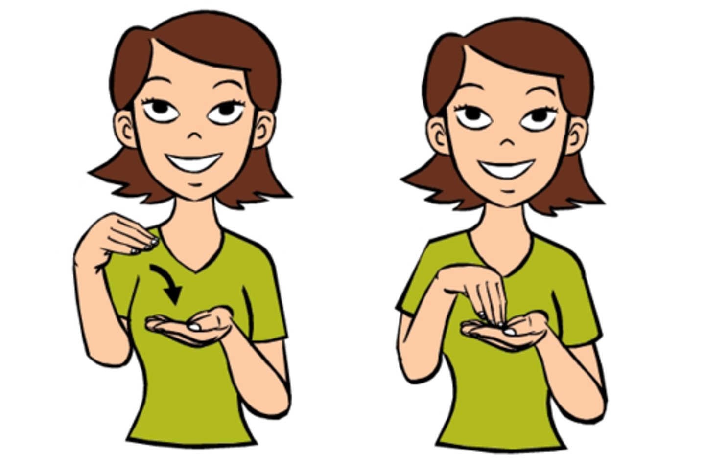 <p>Flatten out your leading hand. Bend your second hand at a right angle, then tap it against the middle of the palm of your first hand.</p>