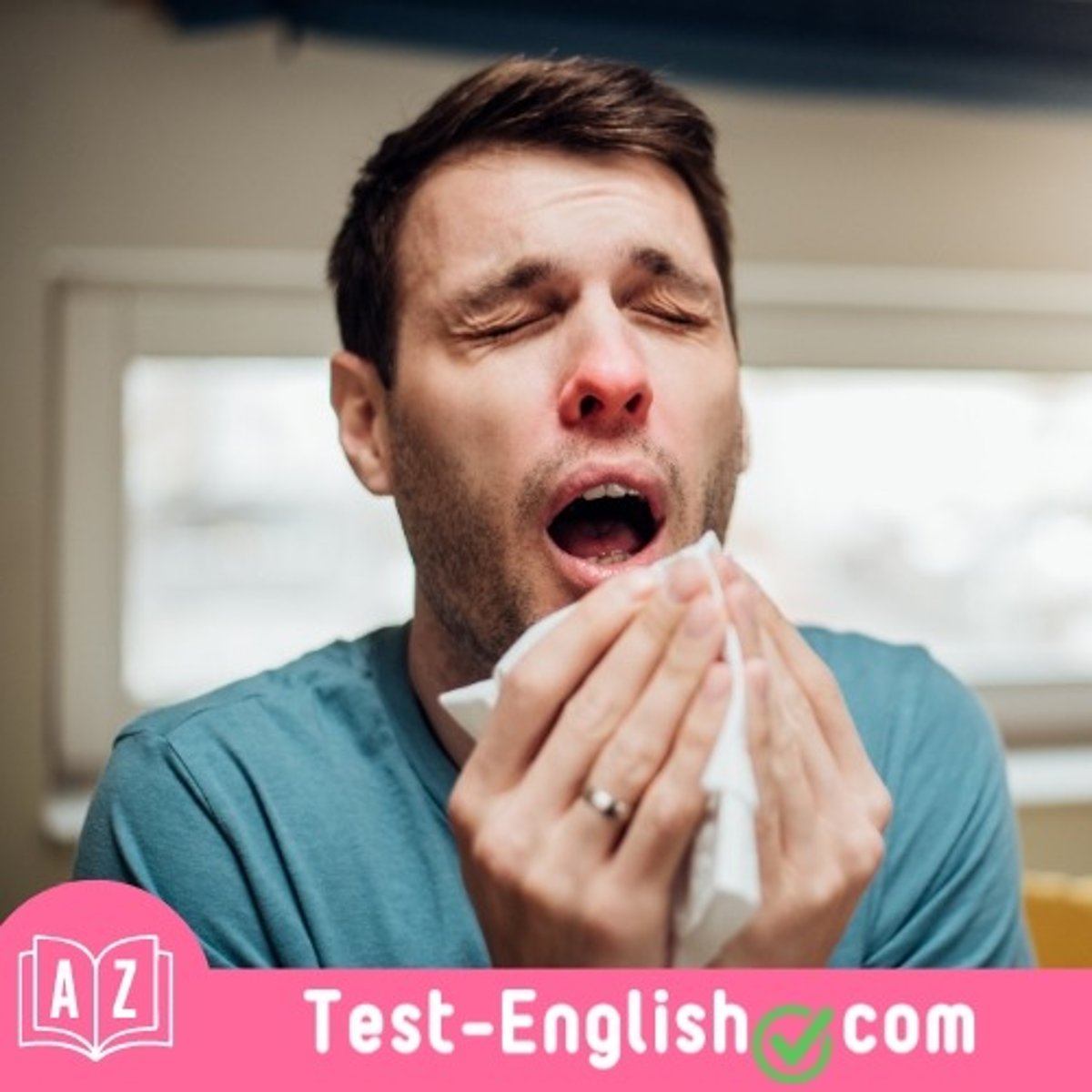 <p>I had a bad cold, and I couldn't stop _____.</p>