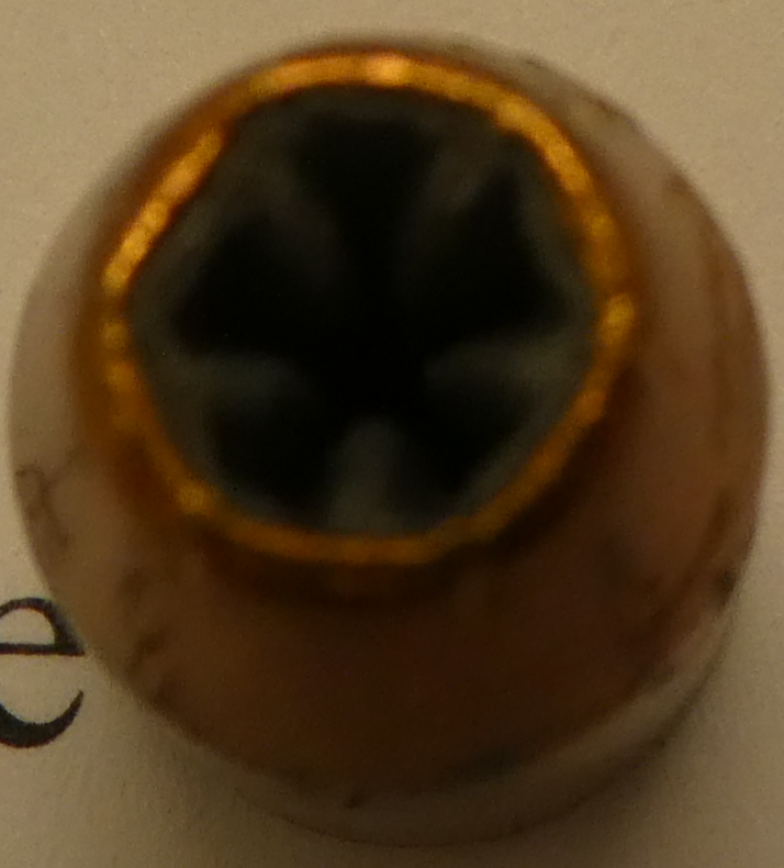<p>The bullet of which cartridge is shown in this photo?</p>