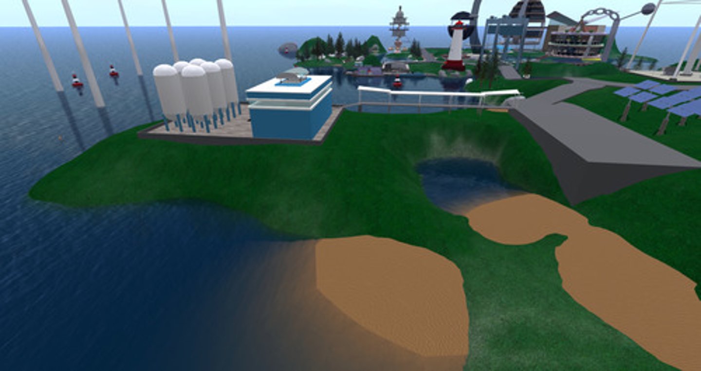 <p>the removal of salt from seawater to make it usable for drinking and farming</p>