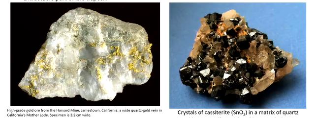 <p>ore is a metalliferous mineral that may be extracted profitably from an orebody </p><p>gangue minerals: those minerals that form part of the ore body but do not contribute to the economically extractable part of the deposit <br><br>most ore minerals of metals are not native metals, but are compounds in which the metals are bonded and from which they must be extracted. waste rock (gangue rock) which has its precious minerals extracted can be an environmental hazard (sulphide leeching).</p>