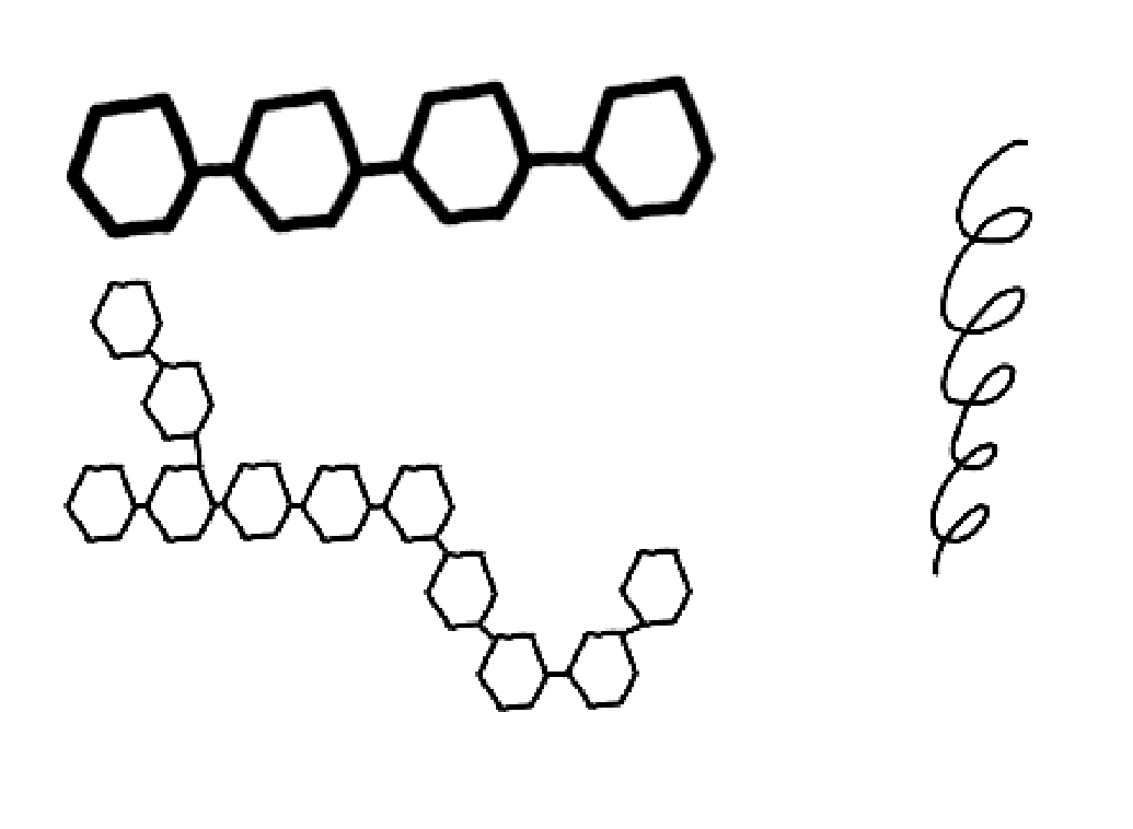 <p>can be branched or unbranched</p><p>1,4 and 1,6 glycosidic bonds </p><p>coiled</p>