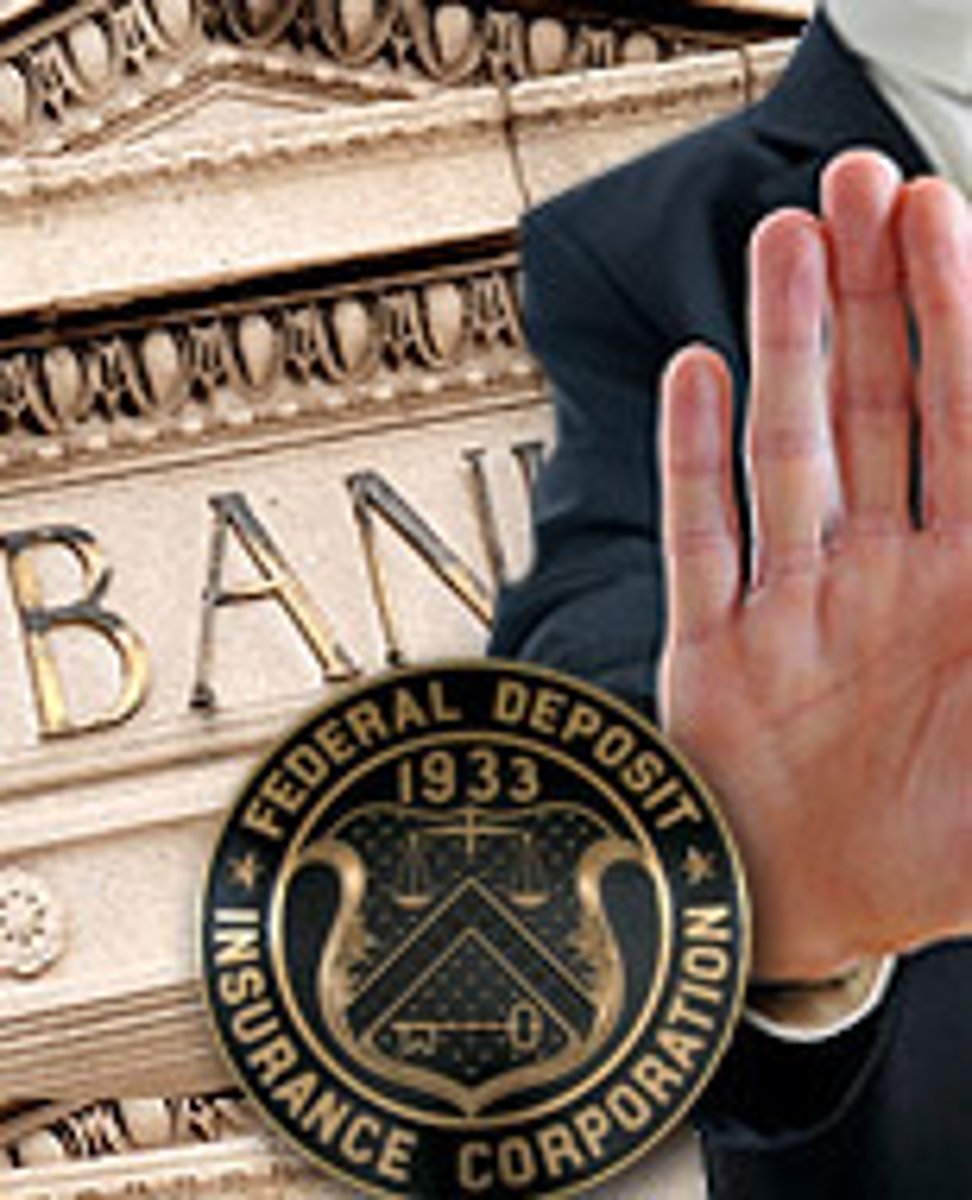 <p>provides insurance on bank accounts, so that if a bank failed, depositors could still get some of their money back</p>