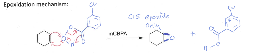 <p>diastereospecific - forms cis epoxide only</p>