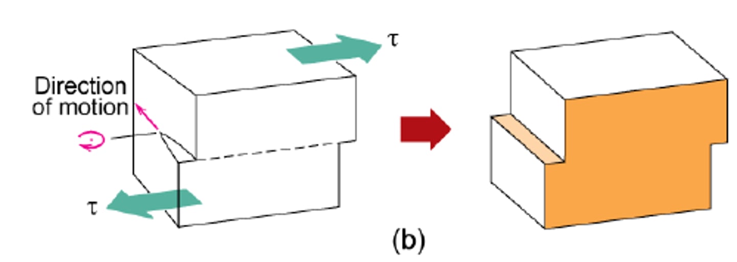 <p>line moves parallel to the allied shear direction</p>