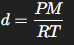 <p>P = Pressure<br>M = Molar mass<br>R = Constant <br>T = Temperature</p>