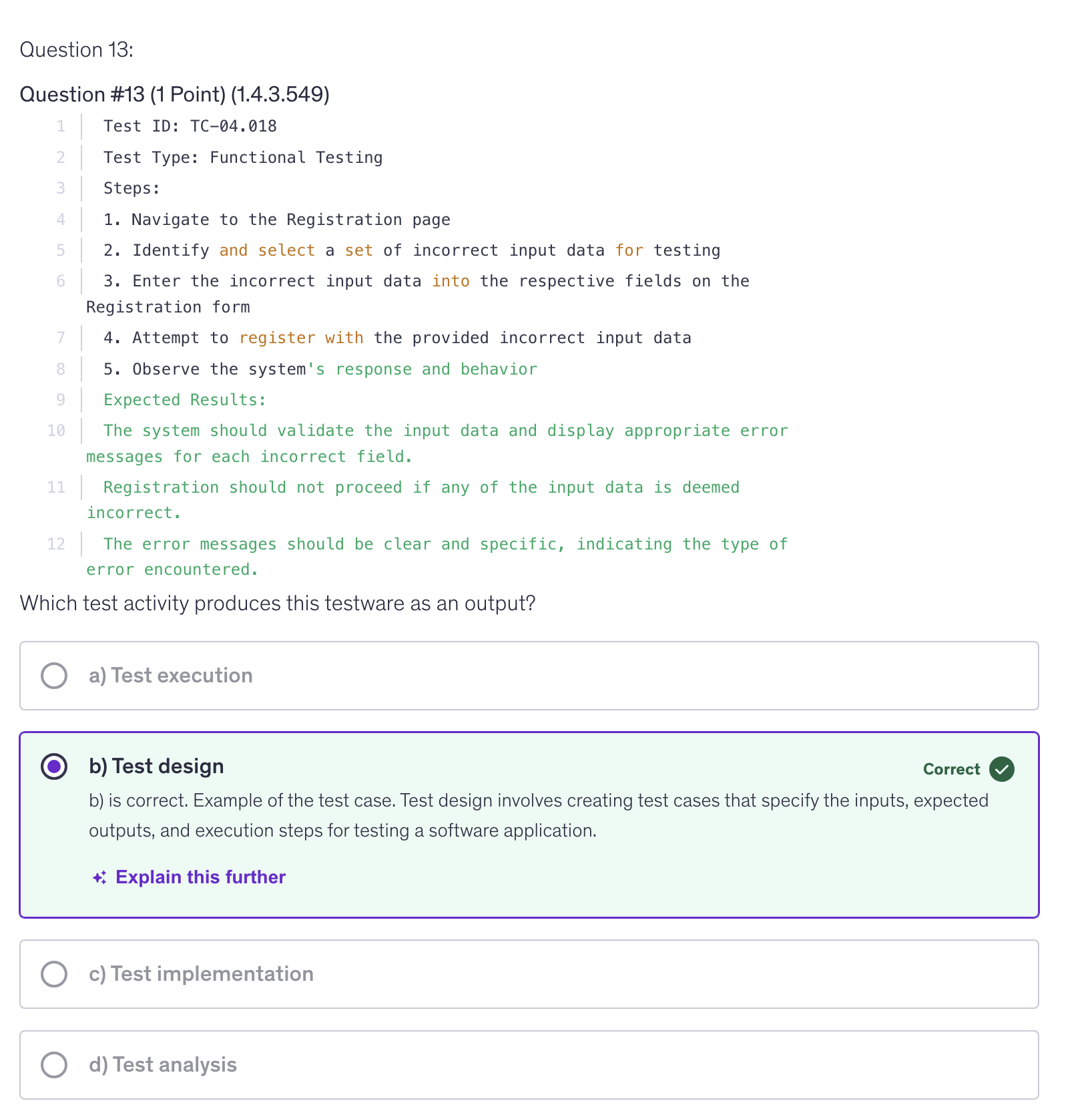 <p>b) Test Design</p>