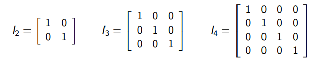 <p>Has ones on the diagonal and zeros elsewhere</p>
