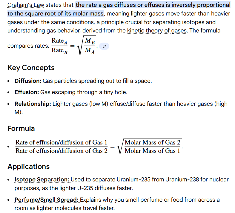 <p>square root [molar mass of gas 2 / molar mass of gas 1]</p>