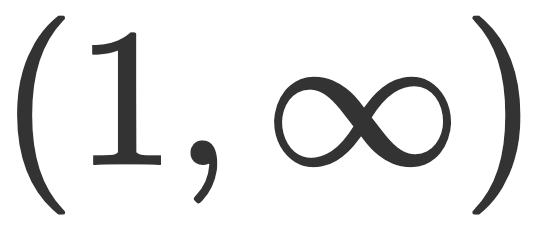 Open intervals (intervals that do not include either endpoint)