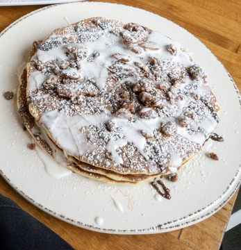 <p>Cinnamon Roll Pancakes</p>