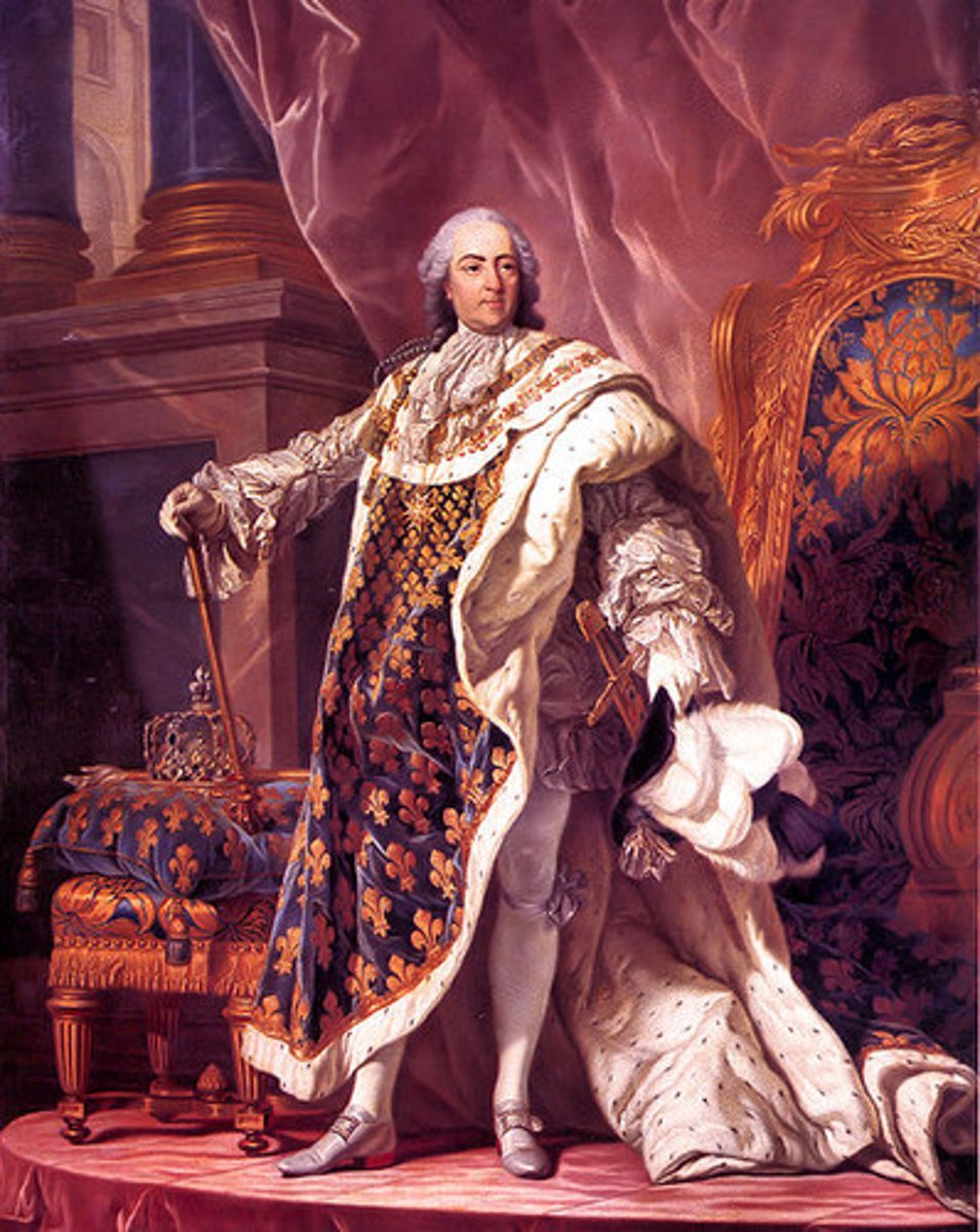 <p>a. King of France</p><p>b. France</p><p>c. He led France into the War of the Austrian Succession and the Seven Years' War. His wars drained the treasury while producing little gain.</p>