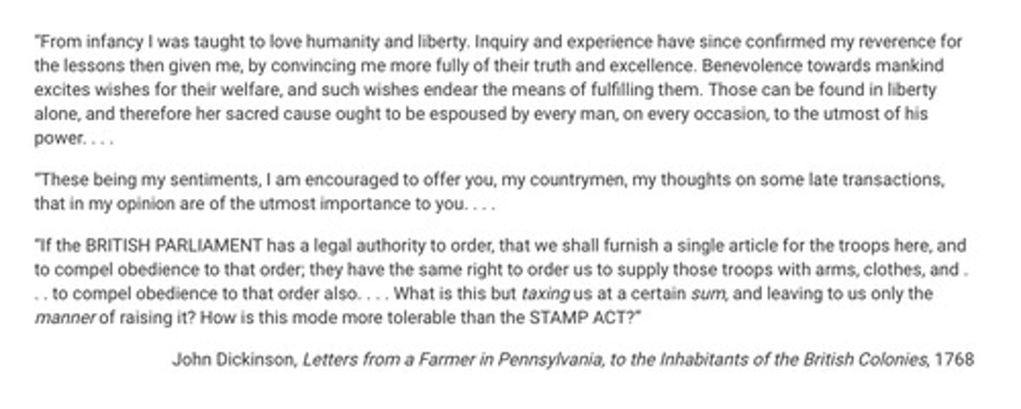 <p>Which of the following would have been most likely to agree with the sentiments expressed in the excerpt?</p><p>A. Native Americans west of the Appalachian Mountains</p><p>B. Enslaved people in the South</p><p>C. Anglican ministers in the middle colonies</p><p>D. Merchants in New England</p>