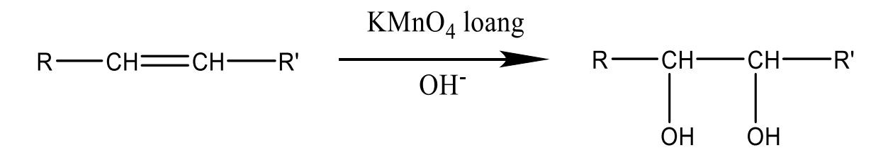 <p>Xúc tác : <strong>KMnO4 loãng trong môi trường OH-</strong></p><p>Sản phẩm : glycol (1,2-diol)</p>