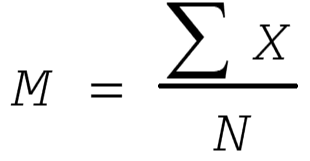 <p>M=<span>Σ</span><em>X/N</em></p>