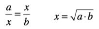 <p>2 numbers are across from each other in a ratio</p><ul><li><p>in a geometric mean problem, the means are always the same values</p></li></ul>