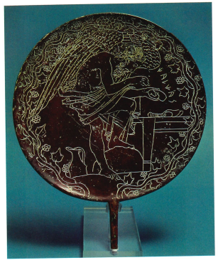 <p><span>Mirror with engraving on reverse side of Chalchas examining a liver</span></p>